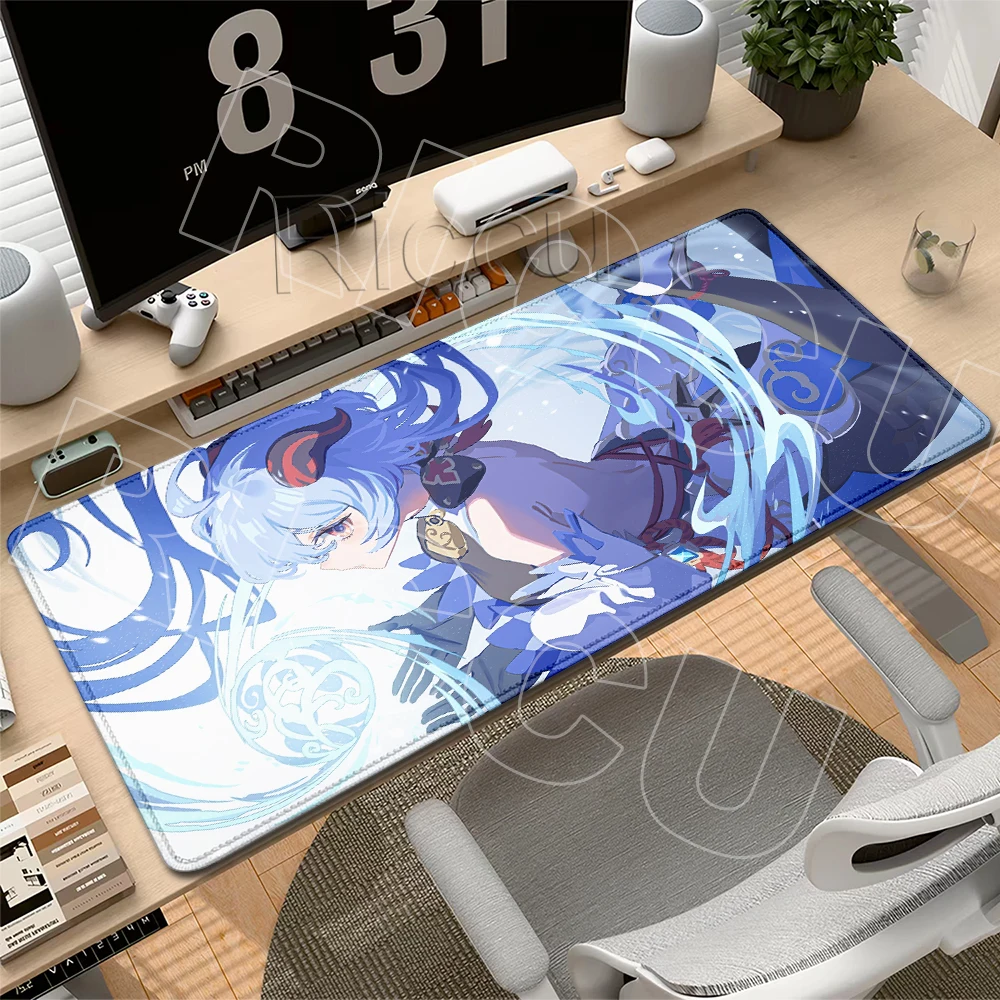 Game Genshin Impact Ganyu Mouse Pads Lockedge Large Gaming Computer Gamer Keyboard Protecton Pads Anti-slip Base Rubber Desk Pad
