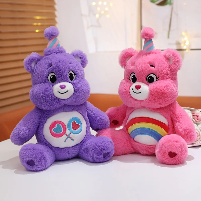 

25CM MINISO Disney Carebear Colorful Plush Toy Rainbow Bear Sleeping Doll Rag Doll Comfort Bear Pillow Companion Birthday Gift