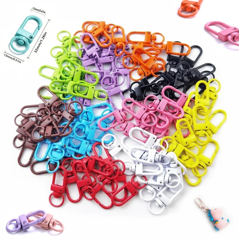 Colorful Metal Lobster Clasps Hooks Keyring Colored Rotating Keychain Buckles For DIY Jewelry Making Key Rings Chain Accessories