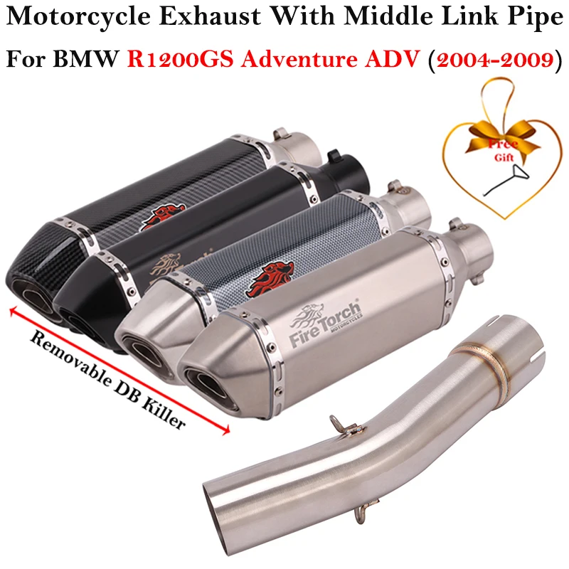 For BMW R1200GS R1200 GS Adventure ADV 2004 - 2009 Motorcycle Exhaust System Escape Muffler Moto Tube Middle Link Pipe DB Kliier