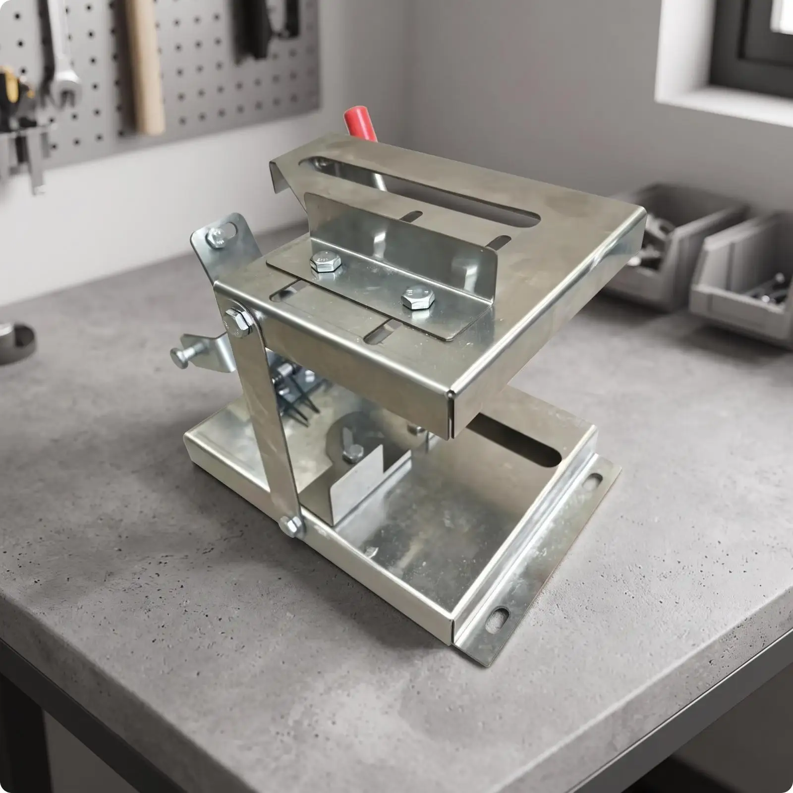 Angle Grinder Holder Bracket Compact Metal Base Plate for Secure Workshop Cutting Tool Mounting Stand