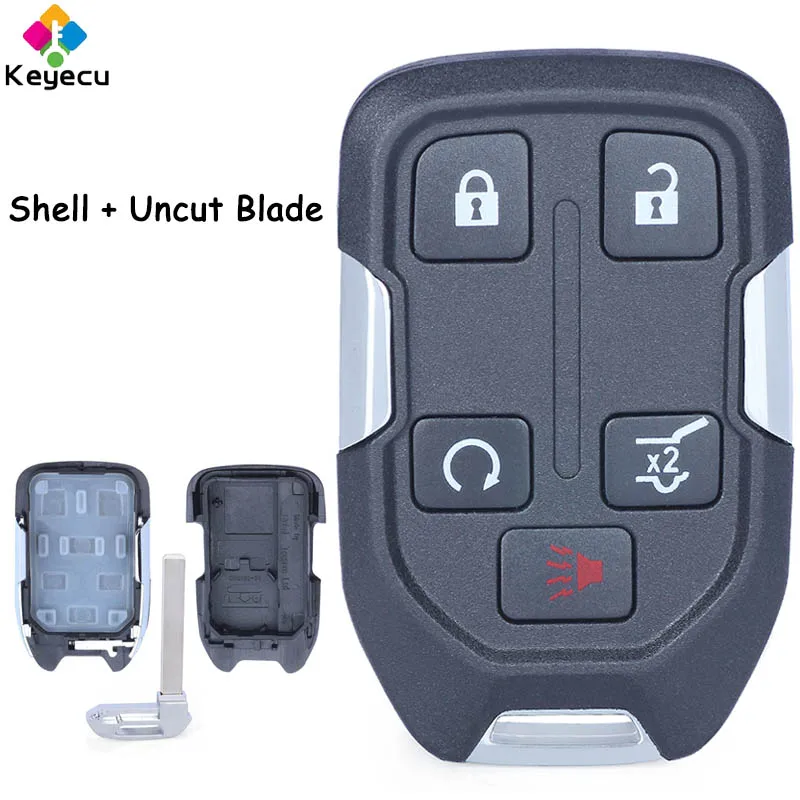 KEYECU Smart Remote Control Car Key Shell Case With 5 Buttons for GMC Acadia Terrain 2017 2018 2019 2020 Fob HYQ1AA / HYQ1EA