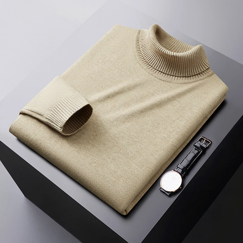 Winter thermal turtleneck sweater men\'s elastic cold-resistant clothes fashionable simple casual pure color all-matching sweater