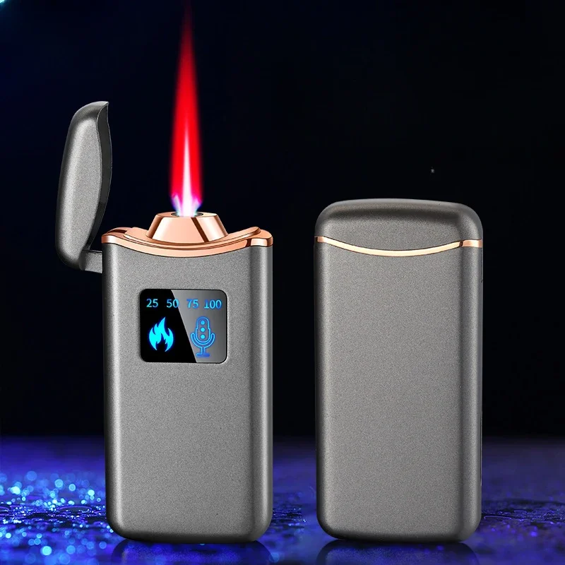 High-looking Intelligent Voice-activated Induction Red Flame Lighter with Four Ignition Modes and Power Display Gas Lighter