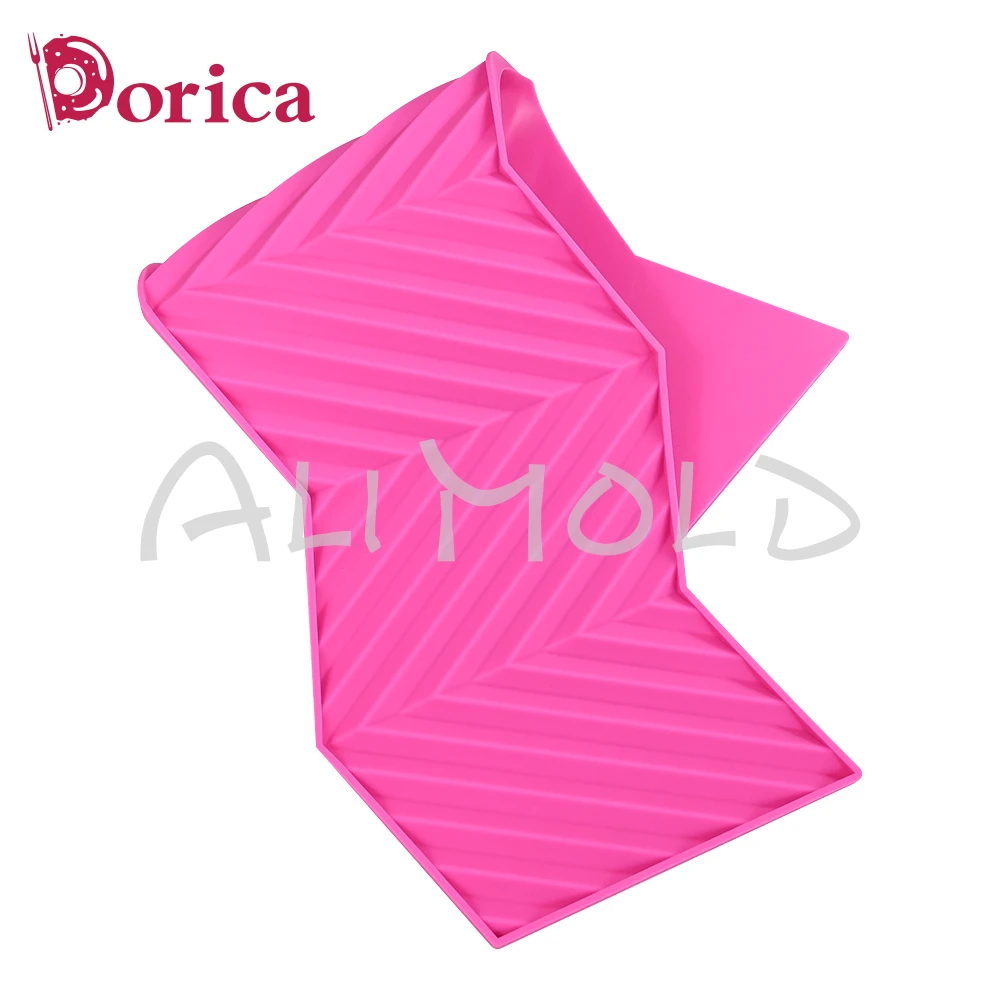 Geometric Patterns Cake Border Lace Mat Diagonal Stripes Design Fondant Chocolate Origami Silicone Mold Wedding Cake Decoration