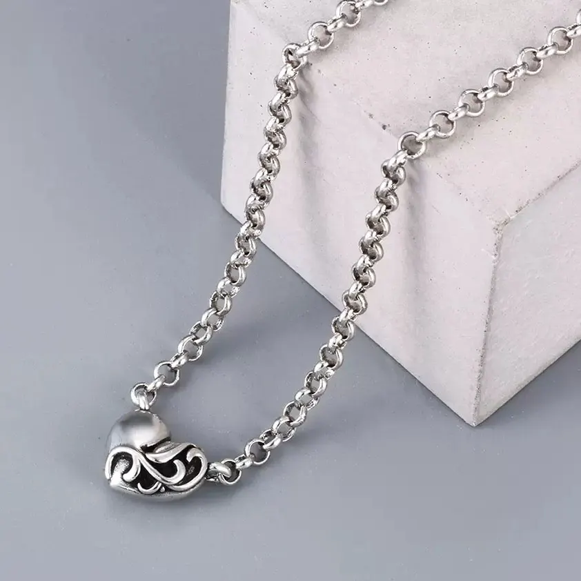 All-matching 925 sterling silver six-pointed star heart-shaped pendant necklace for women sweet accessories clavicle chain