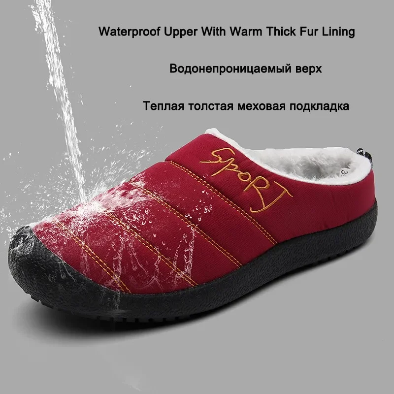 Winter Home Men Slippers With Thick Plush Indoor Mens Fur Slides Plus Size 47 Warm Bedroom Men\'s Shoes House Slipper Shoes Male