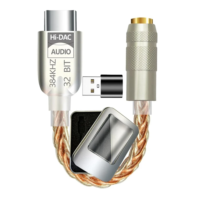 B34B-USB C To 3.5Mm DAC Earphone Amplifier Headphone Amp ALC5686 Hifi Digital Audio Decoder AUX Audio Cable Adapter Converter