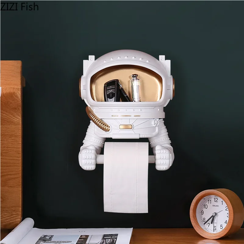 Creativity Cartoons Astronaut Paper Towel Holder Tissue Box Wall Storage Organization Background Wall Home Decoration Toilet