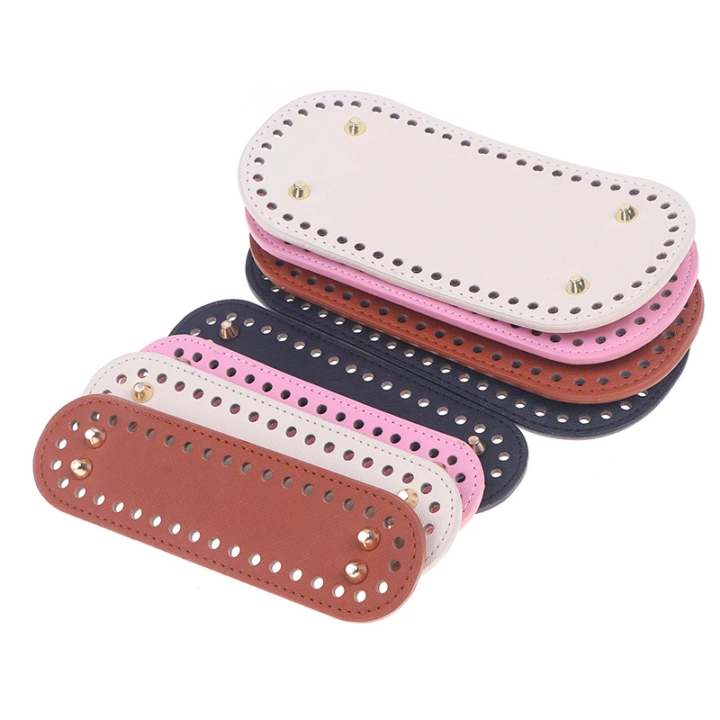 22*10cm Handmade Oval Bottom For Knitted Bag PU Leather Wear-Resistant Accessories Bottom With Holes Diy Crochet Bag Bottom