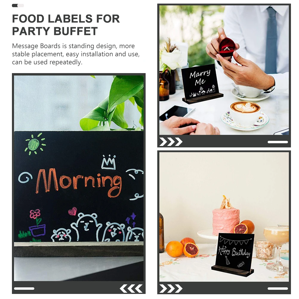3pcs Small Chalkboard Signs Wooden Message Boards For Menu Display Buffet Party Restaurant Use Multifunctional Desktop Writing