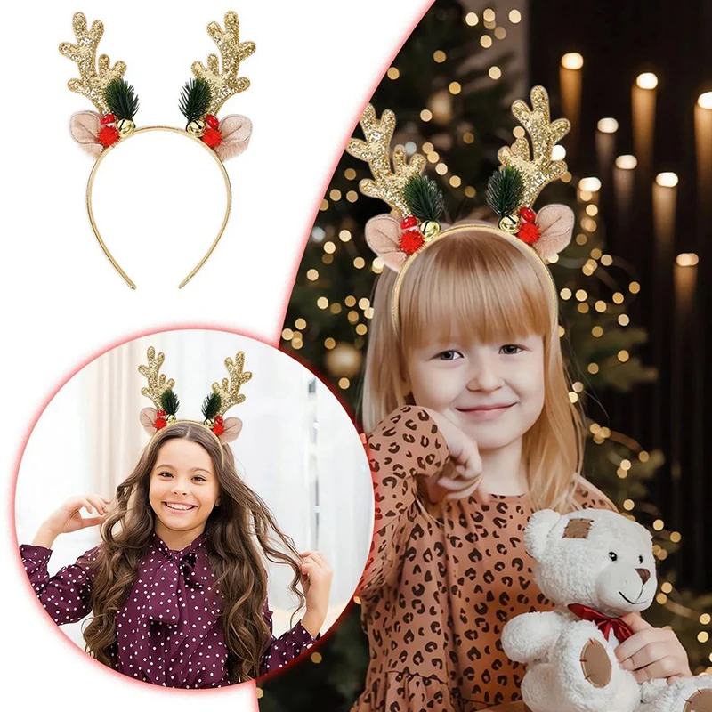 

Christmas Shiny Antler Hair Hoop Girls Reindeer Antlers Deer Ear Christmas Party Cosplay Headbands Christmas Hair Accessories