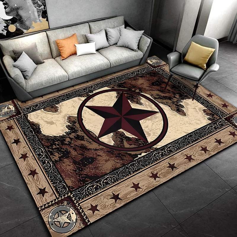 Retro Five-pointed Star Pattern Rug Carpet for Living Room Bathroom Mat Creative Doormat Carpet for Bedroom Home Decor Play Mats