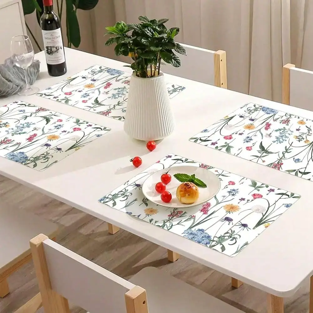 

50 Sheets Wildflower Floral Garden Paper Place Mats 11 X 17 Inch Disposable Placemat White Floral Decorative Paper Table Mats F