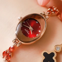 Solon women's retro niche exquisite women's watch fashionable solid copper strap with quartz retro cent casual watch