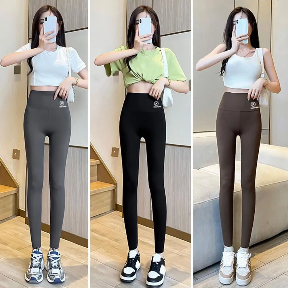 Pantaloni da squalo da donna indossano primavera autunno inverno sottili collant da yoga a vita alta con sollevamento della pancia e piedi piccoli leggings neri