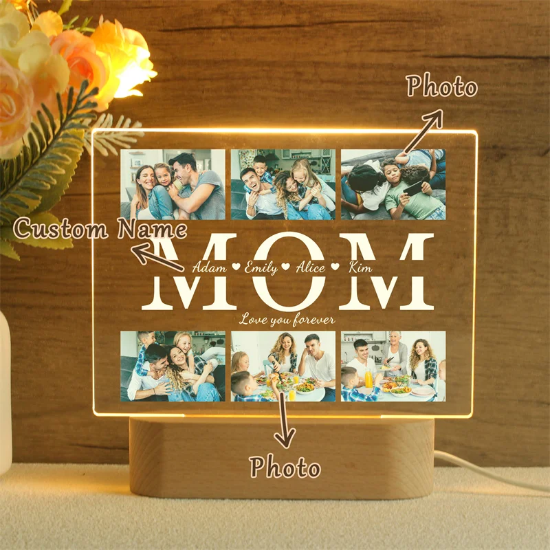 Personalized Photo Night Light,Custom Photo Collage LED Light,Photo Lamp, Photo Collage Gift,Mother\'s Day Gift