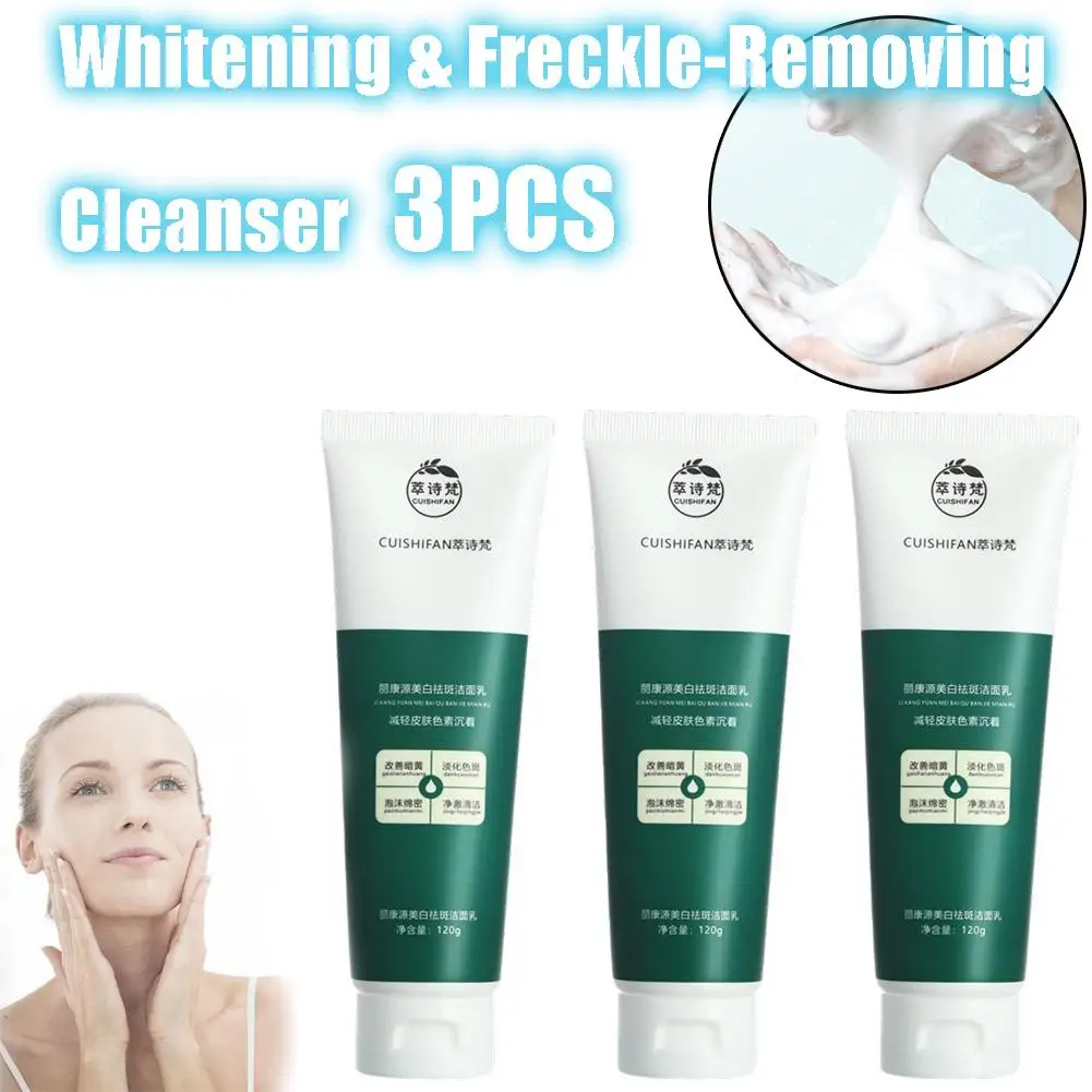 Whitening and Freckle Removing Facial Cleanser 360ml for Gentle Refreshing Oil Controlling Nicotinamide Skin Brightenining 3Pcs