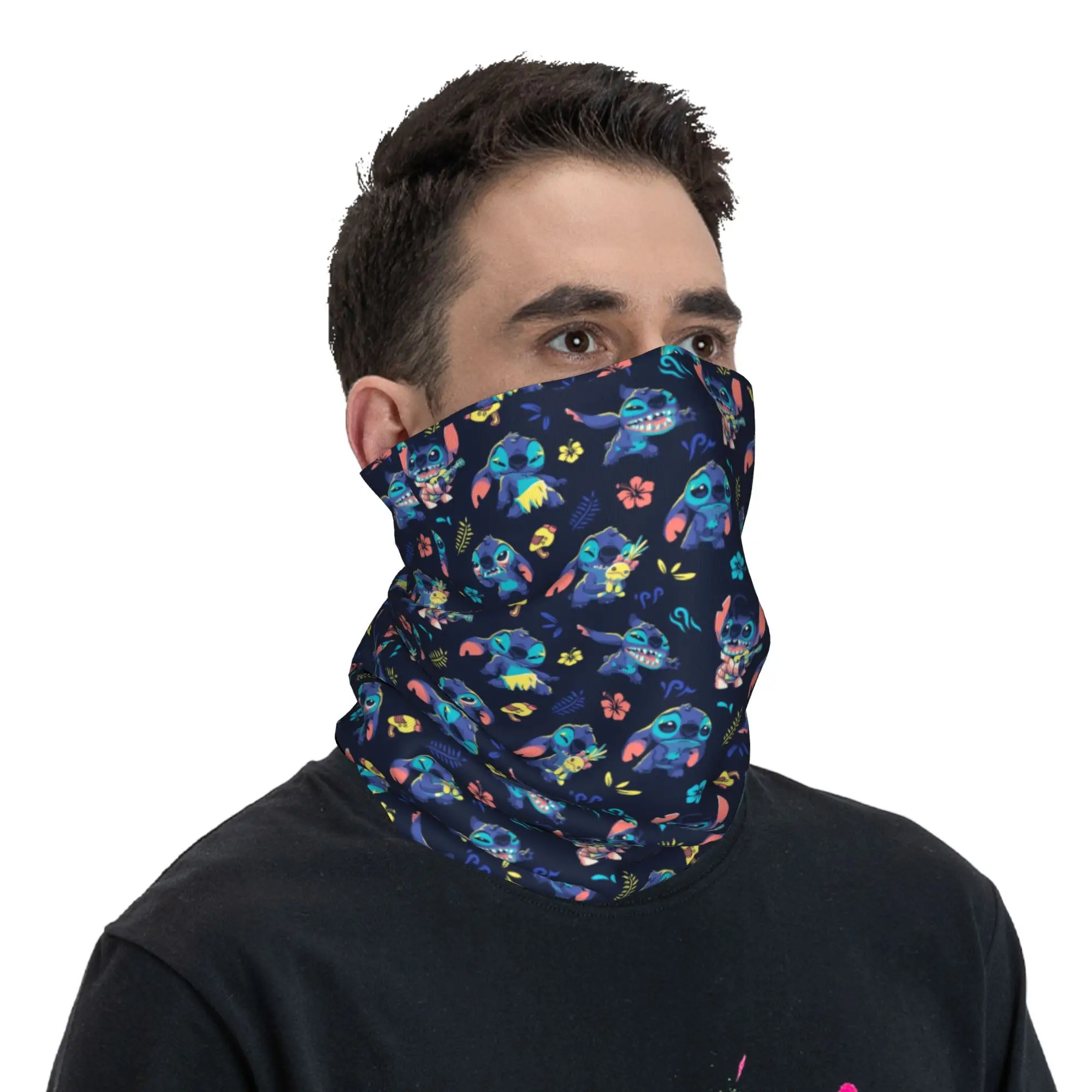 Custom Stitch Pattern Bandana Neck Warmer Women Men Winter Ski Hiking Scarf Gaiter Anime Cartoon Face Cover