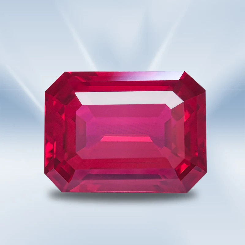 

Lab Grown Ruby Pigeon Blood Red Emerald Cut VVS1 Gemstone Charms DIY Top Jewelry Making Materials Selectable AGL Certificate