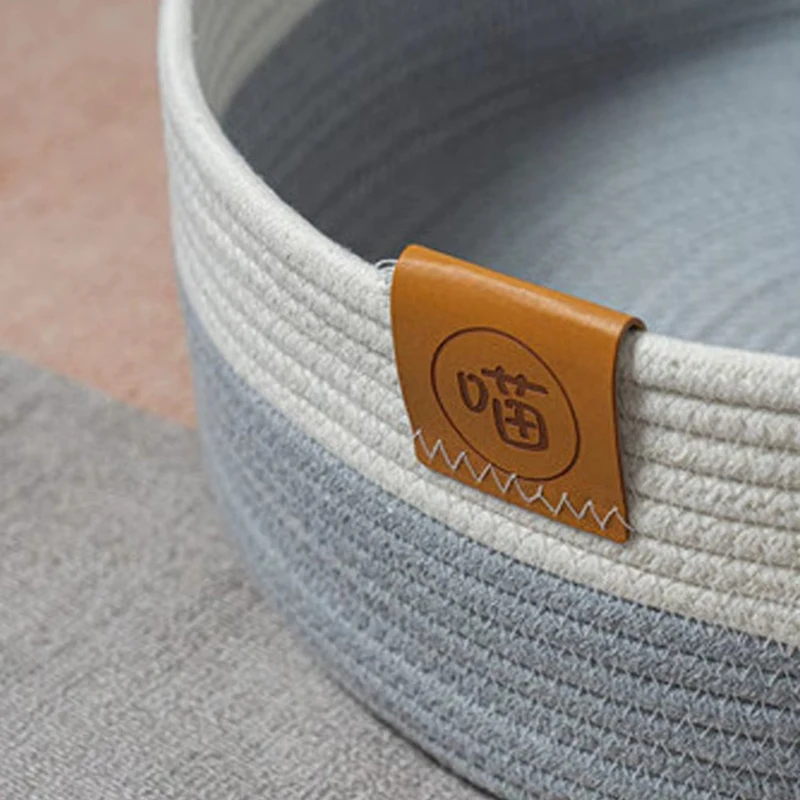 ABVJ-Dog Bed Basket Pet Cotton Sleep Scratcher Nest Indoor Cats Scratching Board Mat Cotton Rope Pet Mat Basket For Sleeping