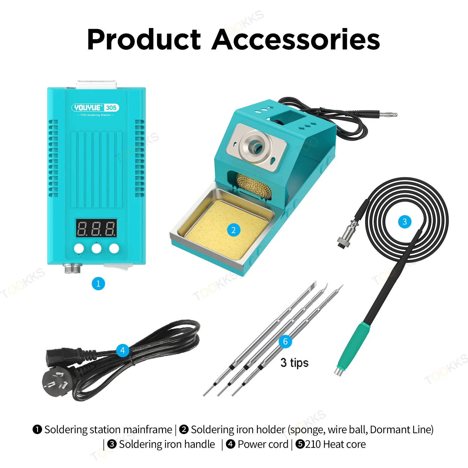 UYUE 305-210 LED Precision Soldering Station Electronic Welding Rework Station Compatible 210 Soldering Iron Tips T210 Handle