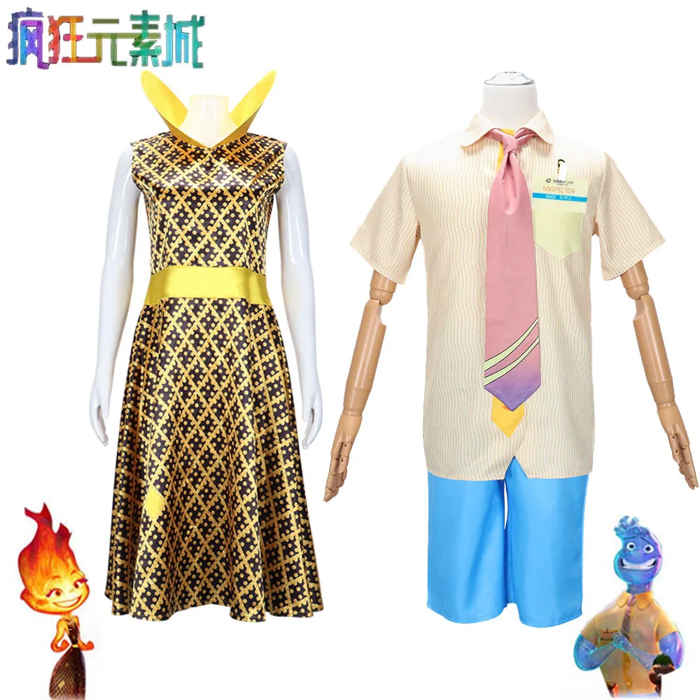 

Animated Movie Elemental Cosplay costume Wate Elemental Fire Elemental Girls Dress Boys Shirt Set Halloween Carnival Party Suit