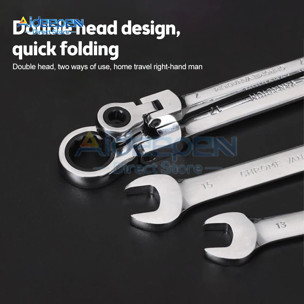 1Pcs Universal72 teeth Ratchet Wrench with Flexible Head Dual Purpose Ratchet Tool Ratchet Combination Set Hand Tools 6-16mm