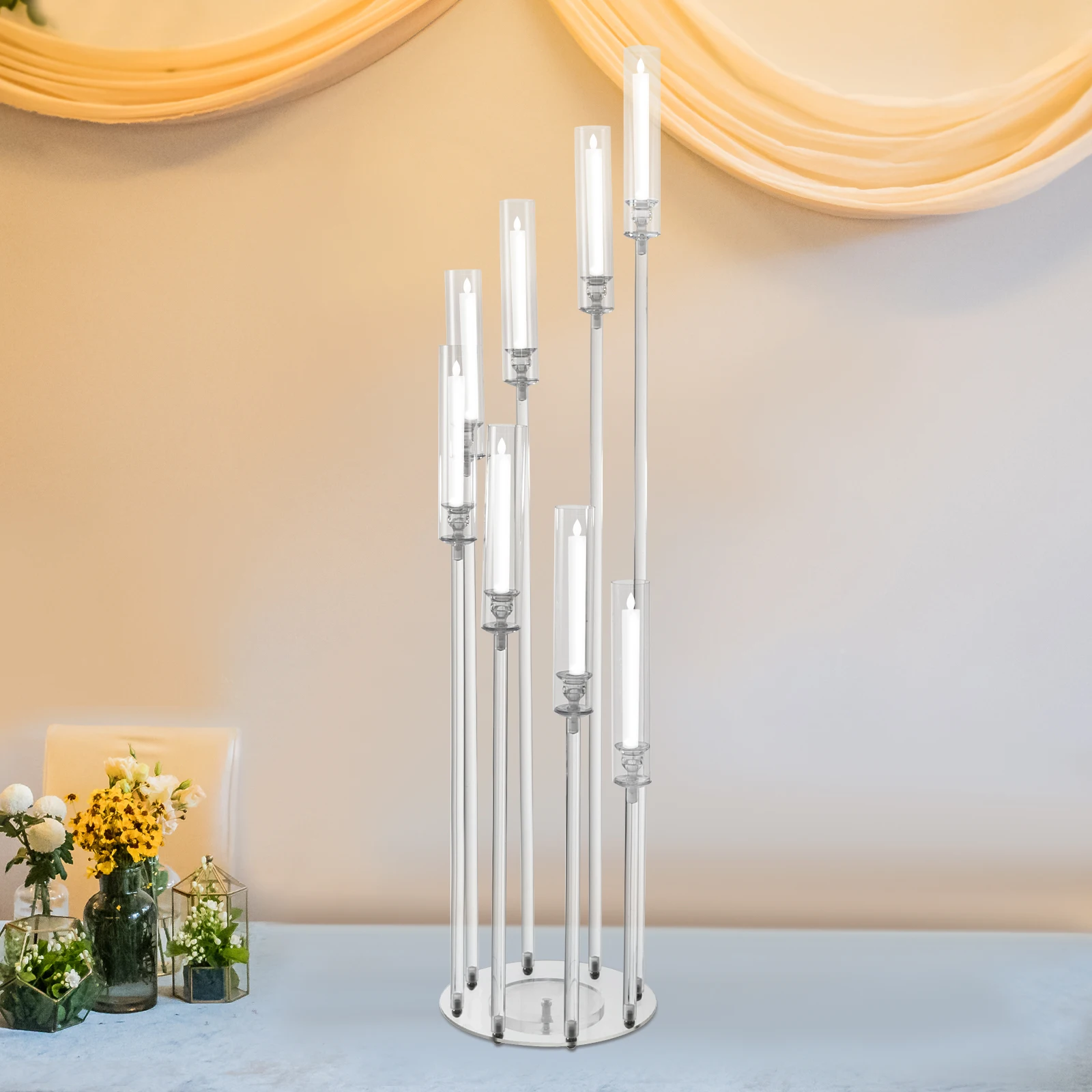 8-head Candle Holder Acrylic Clear Candle Stand for Weddings, Birthdays, Party Event, Centerpieces Decorations