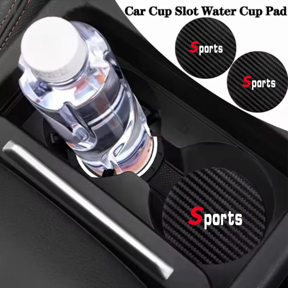 Large Font Sports Red S Car Interior Accessories Carbon Fiber Pattern Cup Mat Car Accessories Collection Non-Slip Mat Cute Cartoon Storage Slot Decorative Storage Mat