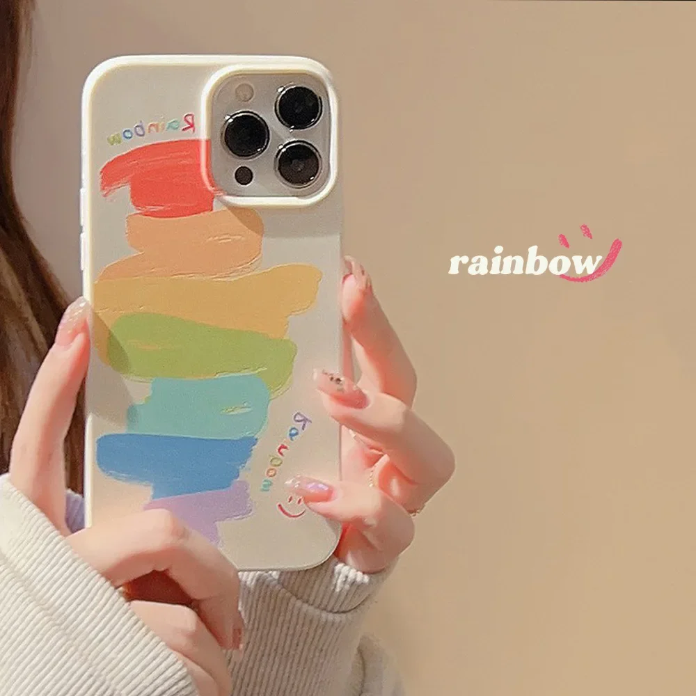 Summer Style Colored Graffiti Rainbow Phone Case for IPhone16 15 14 13 12 11 Pro XS Max 8 7 Plus XR Shockproof Phone Cover