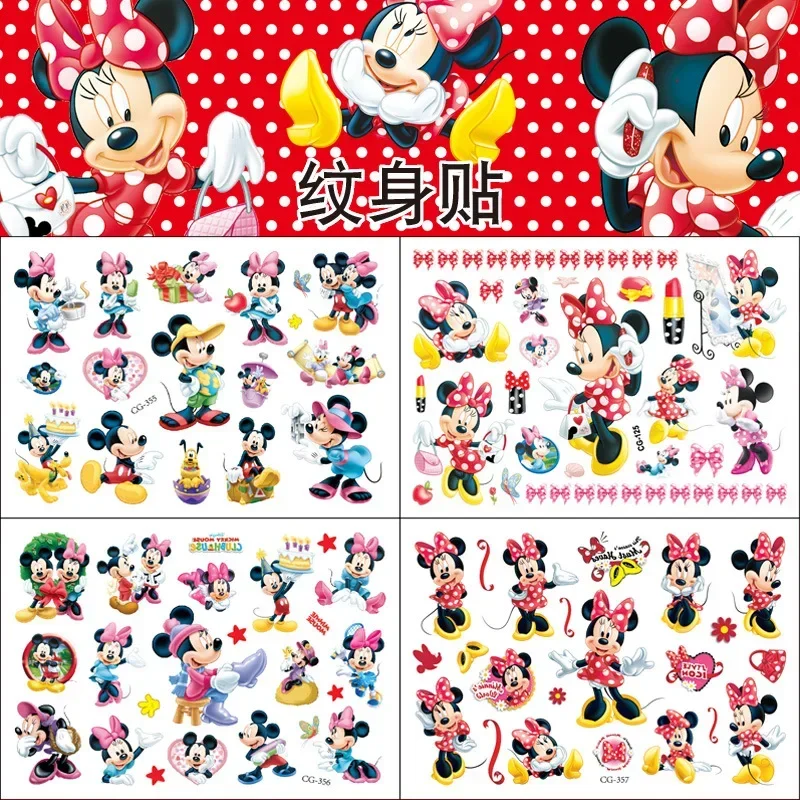 Cartoon Mickey Minnie Mouse Tattoo Sticker Children Happy Birthday Party Decoration Decal Baby Shower Supplies Stickers Toys