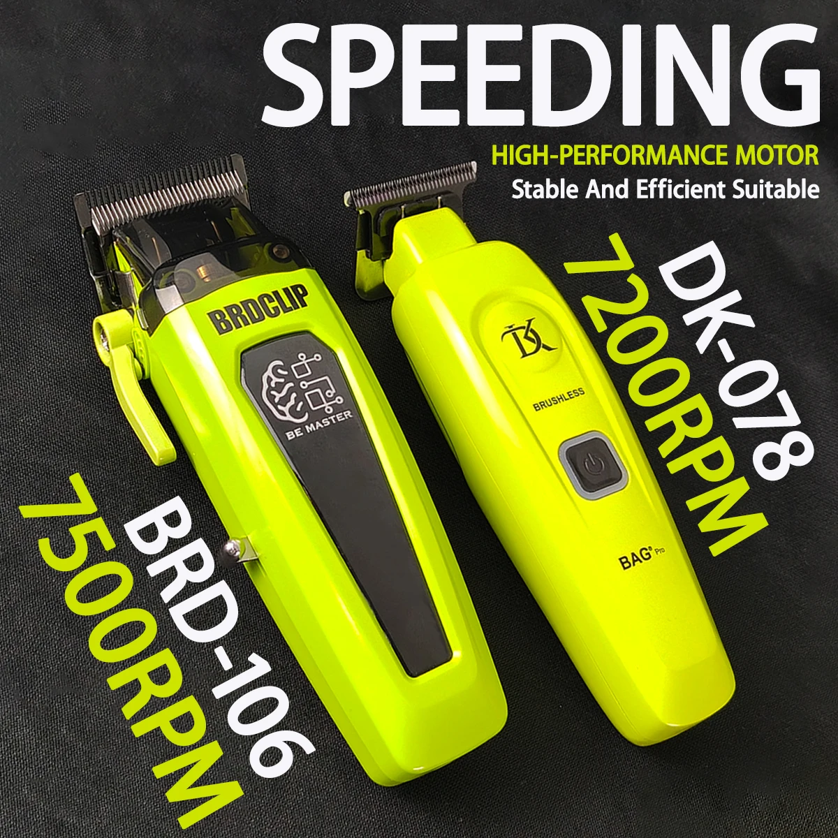 BRDCLIP 106 DK078 Professional Hair Clipper 7500RPM 7200RPM Electric Cordless Trimmer DLC Blade with Charging Base Men's Barber image 4