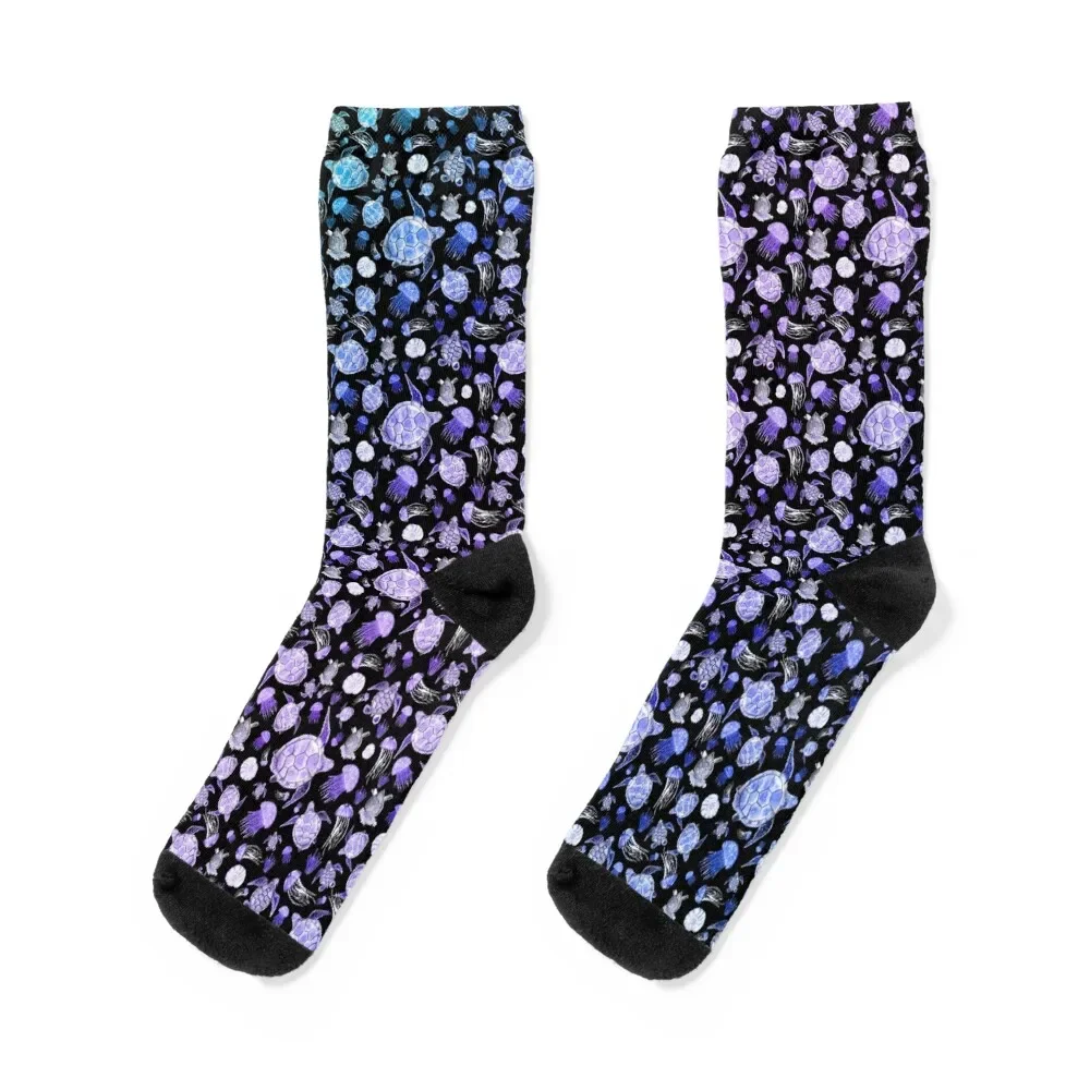 Ocean Life - Purple and Blue Socks floral aesthetic Man Socks Women's