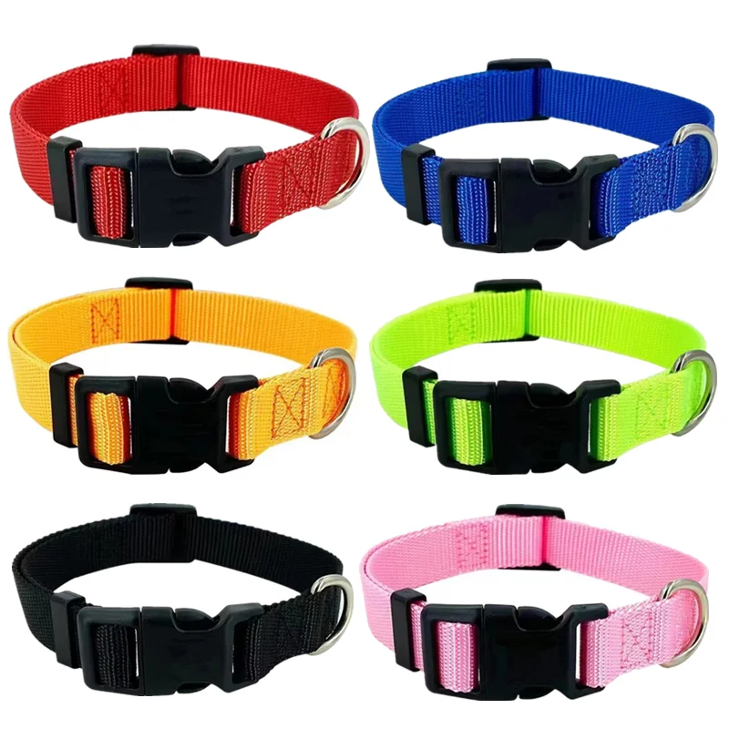 Nylon Adjustable Dog Collar Heavy Duty Clip Buckle Pet Collar for Small Medium Dogs Chihuahua Dog Red Black Blue Pink