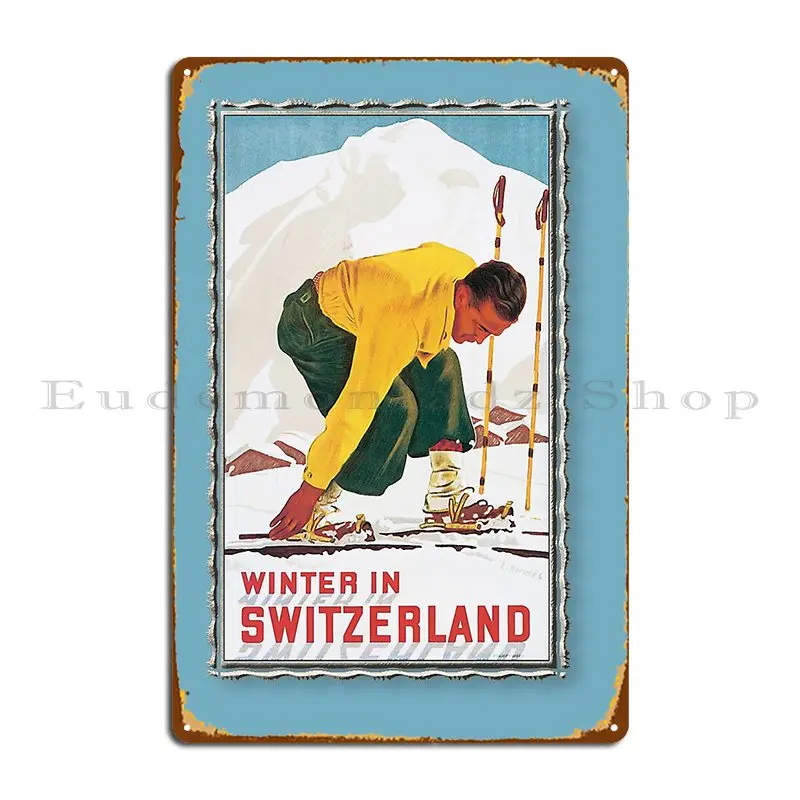 Vintage Framed Art Winter In Switzerland Metal Signs Designs Home Funny Home Garage Tin Sign Poster