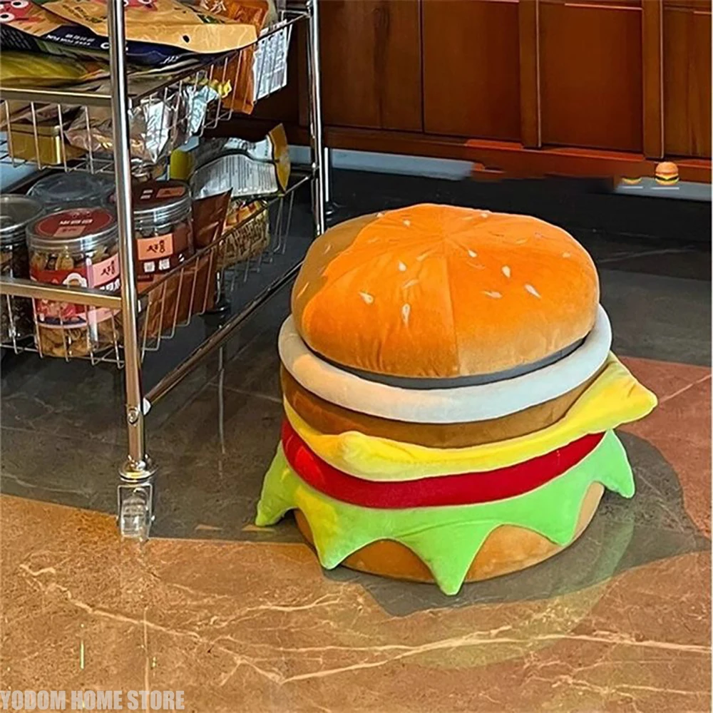 

Creative Hamburger Stool with Storage, Multifunctional Durable Ottoman for Shoe Changing & Toy Organization, Kids Room Decor