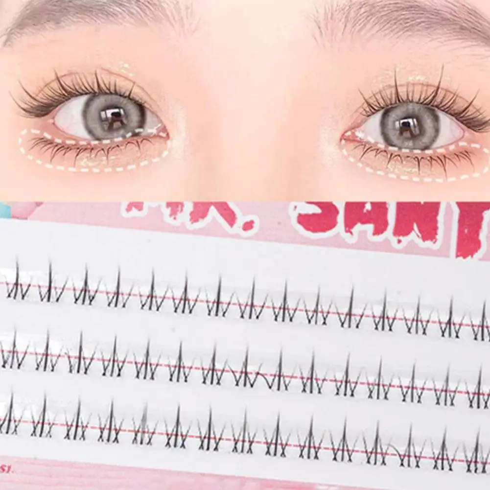 Lower Eyelash V-Shaped Clusters Bottom Eyelash Extension Supplies Classic Transparent Stem Eyelashes Natural Eyelashes W3I5