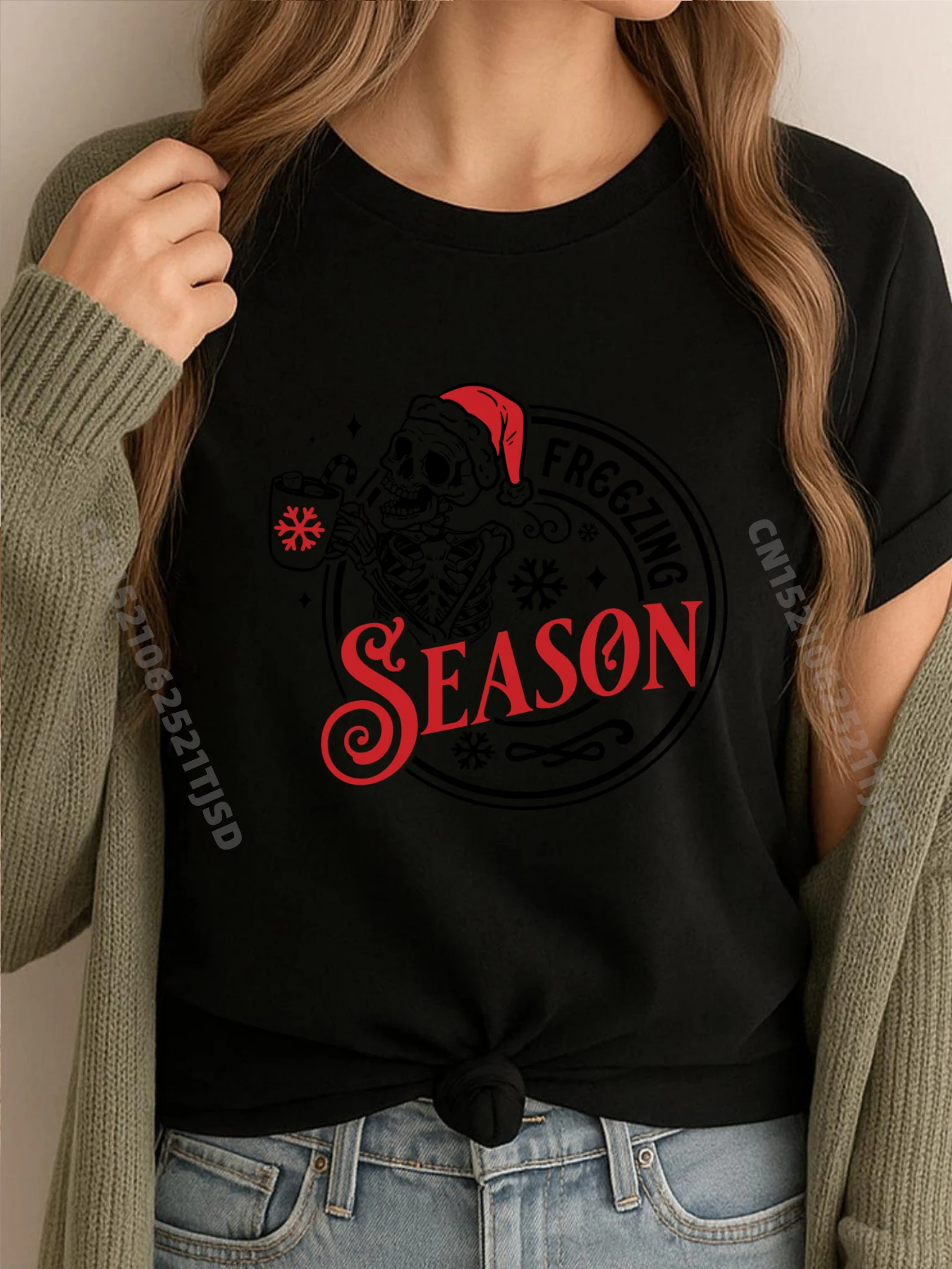 

Забавный череп, зимний заморозный сезон, футболки с рисунком, женские весенние футболки на Хэллоуин, Хэллоуин