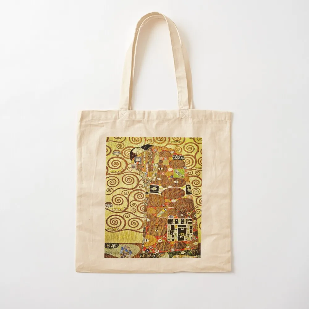 Fulfillment The Tree of Life by Gustav Klimt Detail - Gold Tote Bag tote bag woman Beach bag female Custom