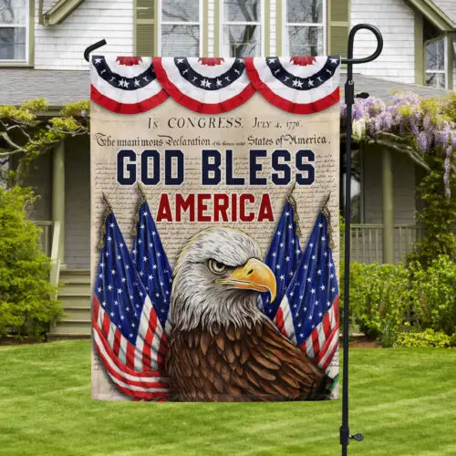 God Bless America Patriotic Eagle Independence Day Garden Flag - House Flag