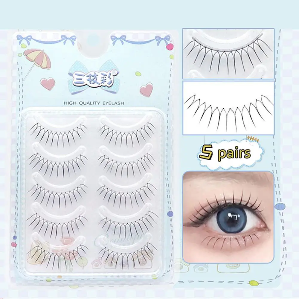 5 Paar natürliche weiche wiederverwendbare falsche Wimpern U-förmige koreanische Cosplay-Fälschungswimpern Augen-Make-up-Tools für verbesserte Augenschönheitsfrauen