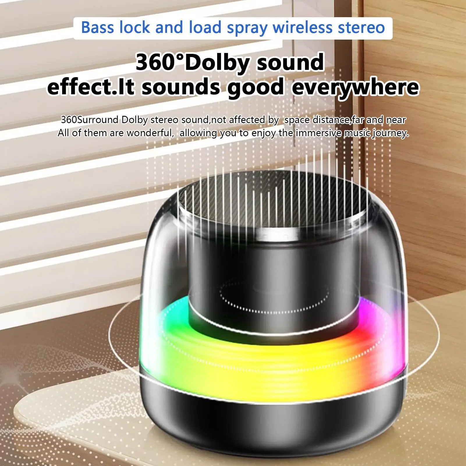 مكبر صوت صغير مضخم صوت صغير مشغل موسيقى مع ضوء RGB مشغل موسيقى صوت محمول مع 7 تنفس متدرج مسبقًا