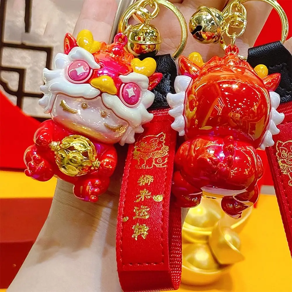 

Красный мультфильм танцующий лев брелок украшение автомобиля китайский стиль сумка орнамент аксессуары из смолы брелок кулон Новый год