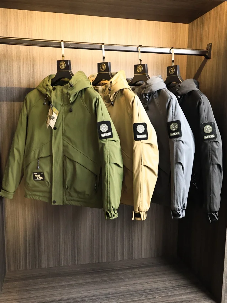 

Мужская американская рабочая куртка с капюшоном, стеганая, из хлопка, осенне-зимняя, модная, городская, утепленная, с длинными рукавами, на молнии