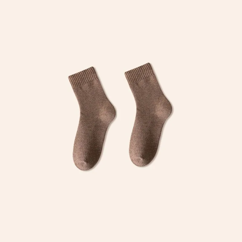 1 pair Unisex Thermal Towel Bottom Shoe Inserts Thick Fleece Lined Mid Calf Foot Pads Sweat Wicking Breathable Warm Winter