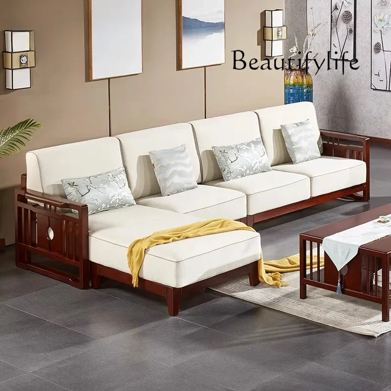 

New Chinese tenon and mortise solid wood sofa living room sofa economical ash wood corner sofa combination