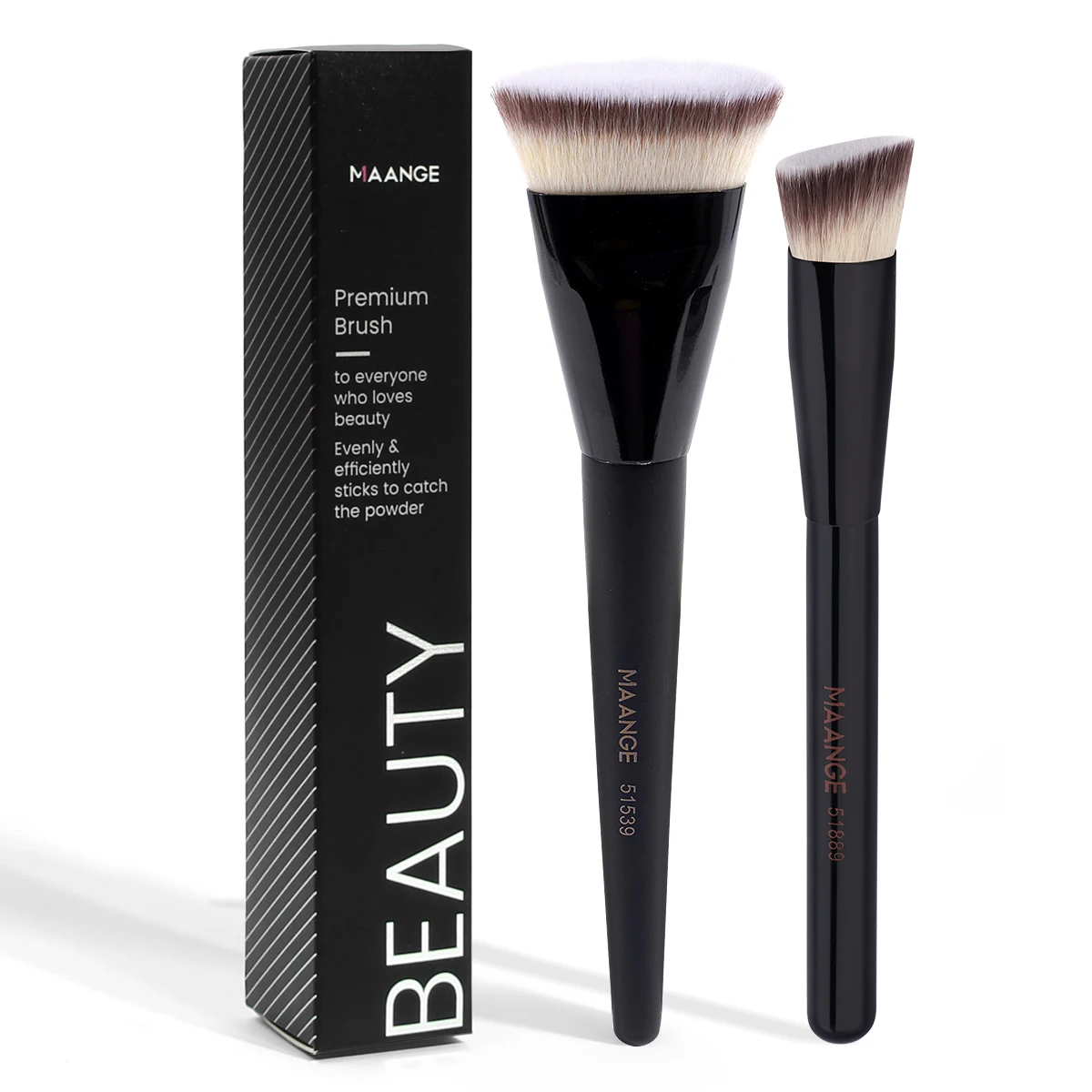 Flawless Makeup Brush 2pcs Flat/Angle Foundation Contour Brush Under Eyes Makeup Brush for Liquid Cream Makeup Beauty Tools Kit