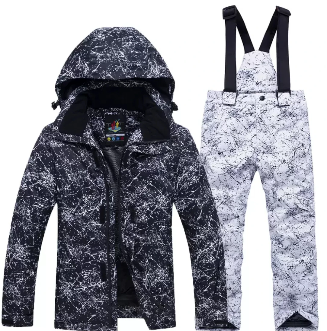 New luxury children's ski suit kit girls winter outdoor windproof, waterproof, warm and thick ski clothes and pants