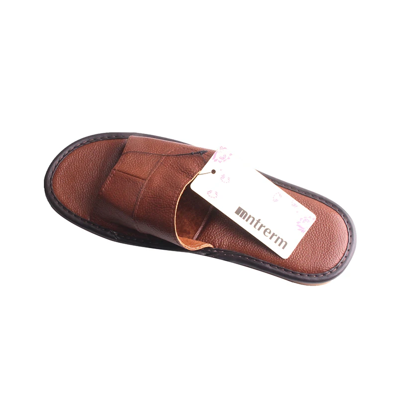 2022 New Leather Slippers Men Home Furnishing Indoor Floor Classic Footwear Casual Slides Leather Sandalias Zapatos Hombre